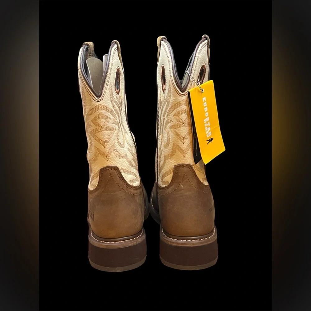 Size 8 - EUROSTAR OLIVIA LEATHER BOOTS - BROWN /WHITE WOMENS‎